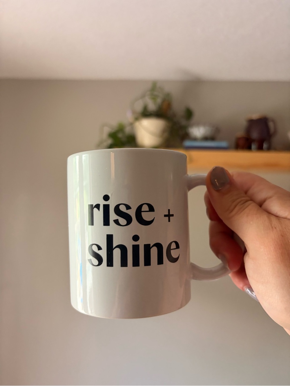 Rise + Shine White Ceramic Coffee Mug